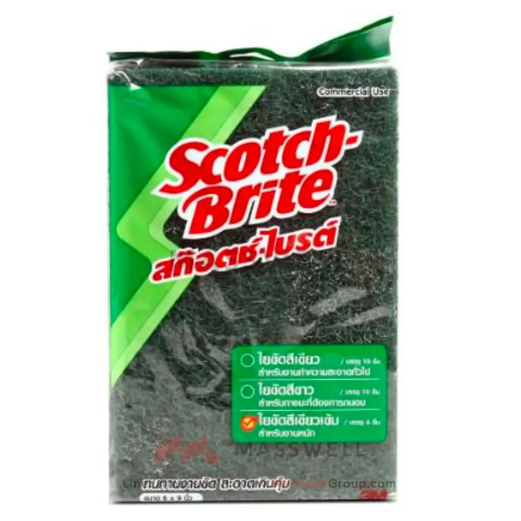 [3M-7012809320] 3M Scotch-Brite แผ่นใยขัด No. 86 (สีเขียวเข้ม) แบบแผ่น หนา 1.2 ซม. (6 แผ่น) (6 x 9 in)