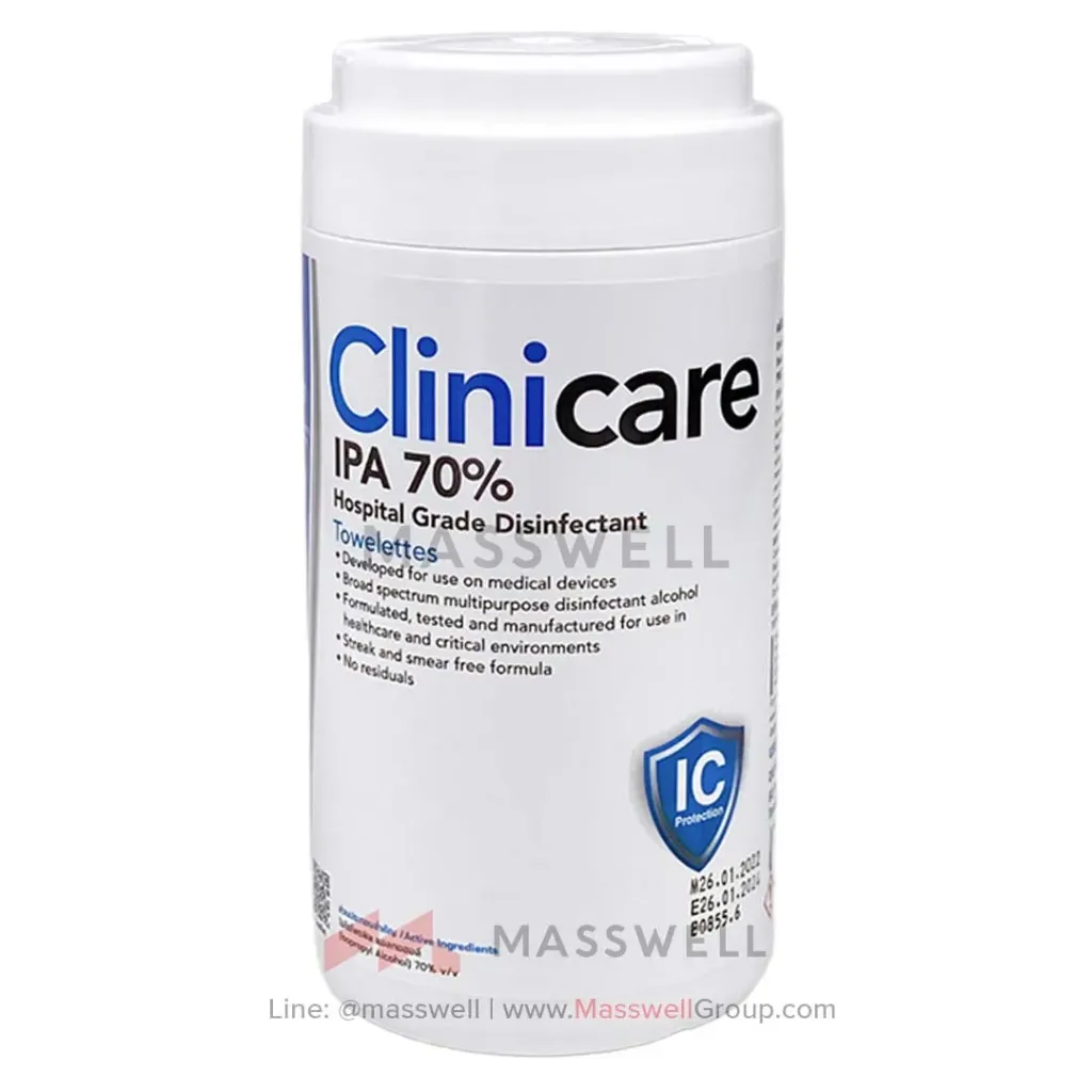 Clinicare แผ่นเช็ดฆ่าเชื้อ IPA 70% Slim (80 แผ่น)