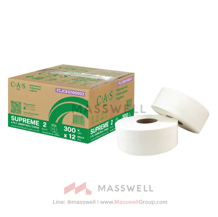[CPJ-12100003] CAS กระดาษม้วนใหญ่ JRT Supreme 2ชั้น 300m [x12]