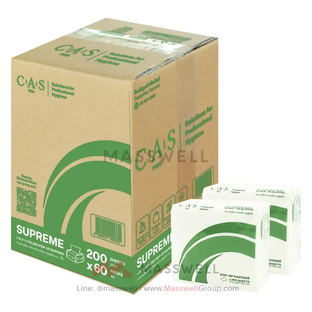 [CPP-11100031] CAS Pro กระดาษเช็ดปากป๊อป-อัพ Pop-Up Supreme 200 แผ่น (60ห่อ)