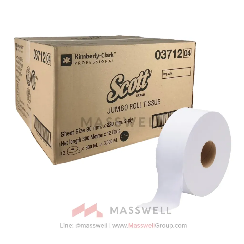 [KC-03712] Scott กระดาษชำระม้วนใหญ่ JRT 2 ชั้น 300 เมตร (12ม้วน)