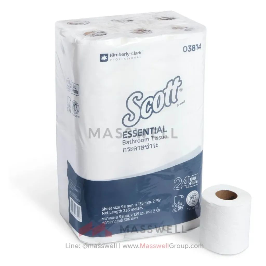 [KC-03814] Scott กระดาษชำระม้วนเล็ก Essential 2ชั้น 14 เมตร (96ม้วน)