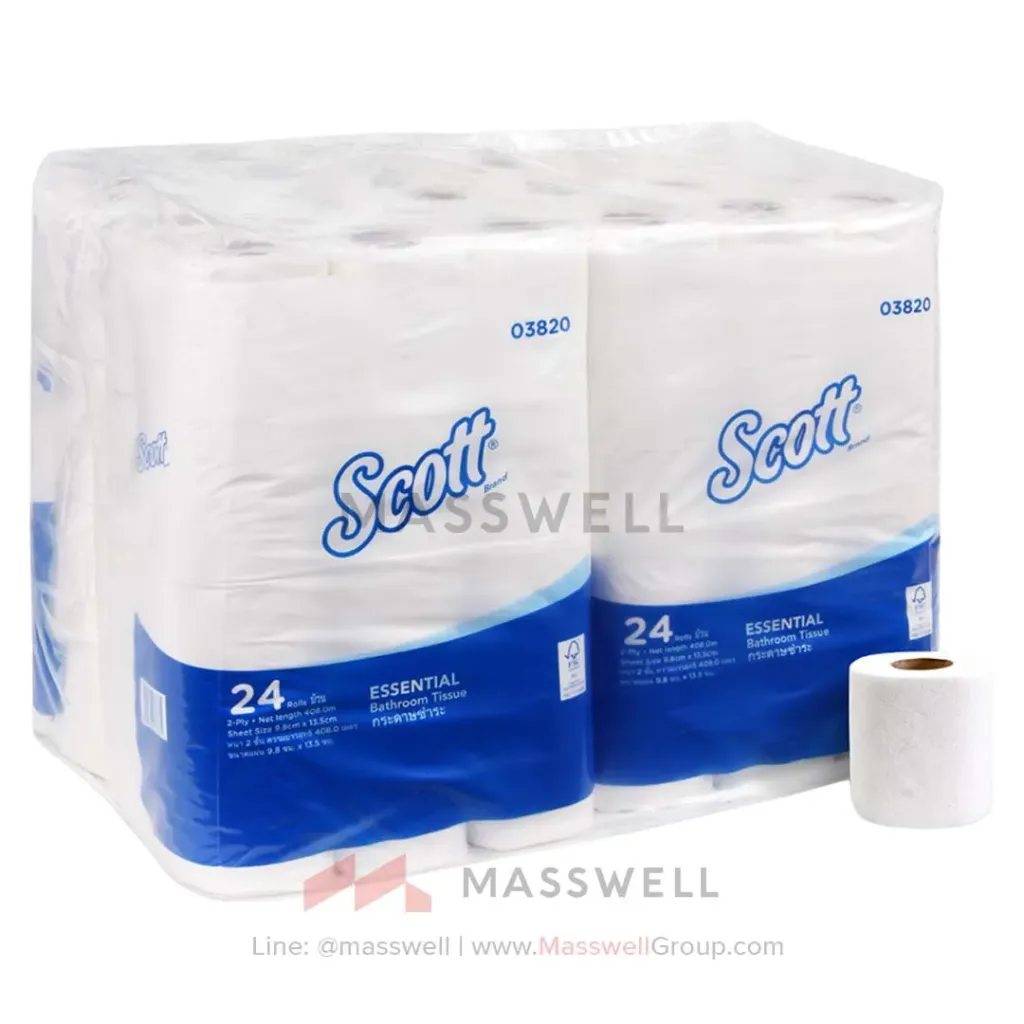 [KC-03820] Scott กระดาษชำระม้วนเล็ก Essential 2ชั้น 17 เมตร (96ม้วน)