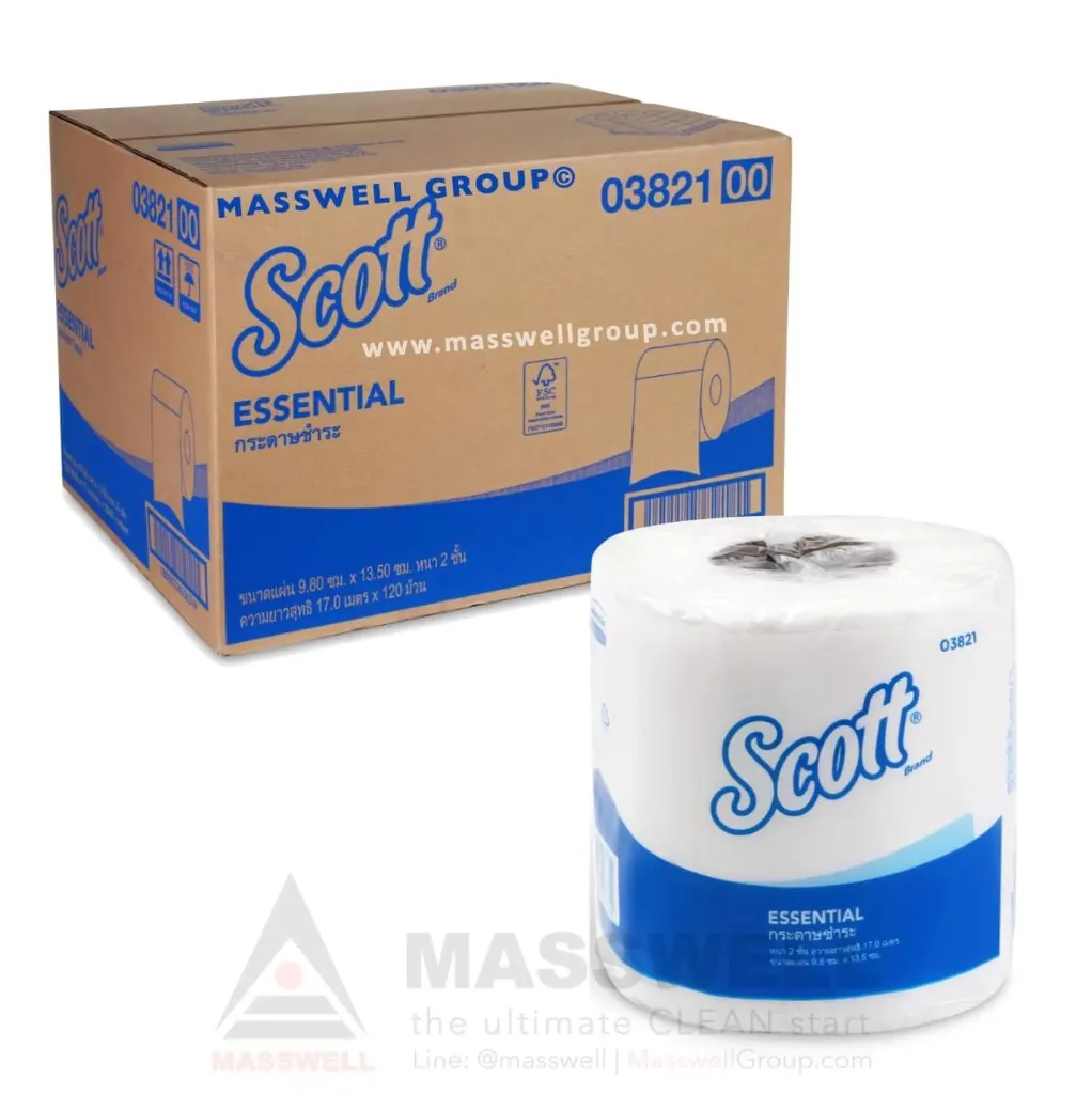 [KC-03821] Scott กระดาษชำระม้วนเล็ก Essential 2ชั้น 17 เมตร (120ม้วน)