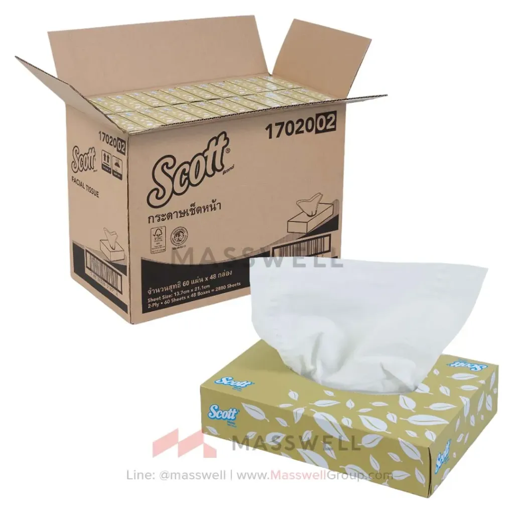 [KC-17020] Scott กระดาษเช็ดหน้า รุ่น Short 60แผ่น (48กล่อง)