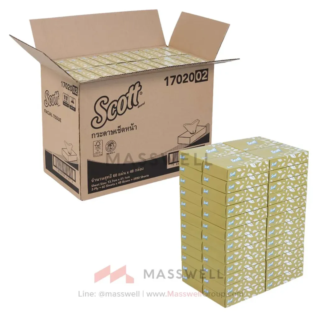 [KC-17020] Scott กระดาษเช็ดหน้า รุ่น Short 60แผ่น (48กล่อง)