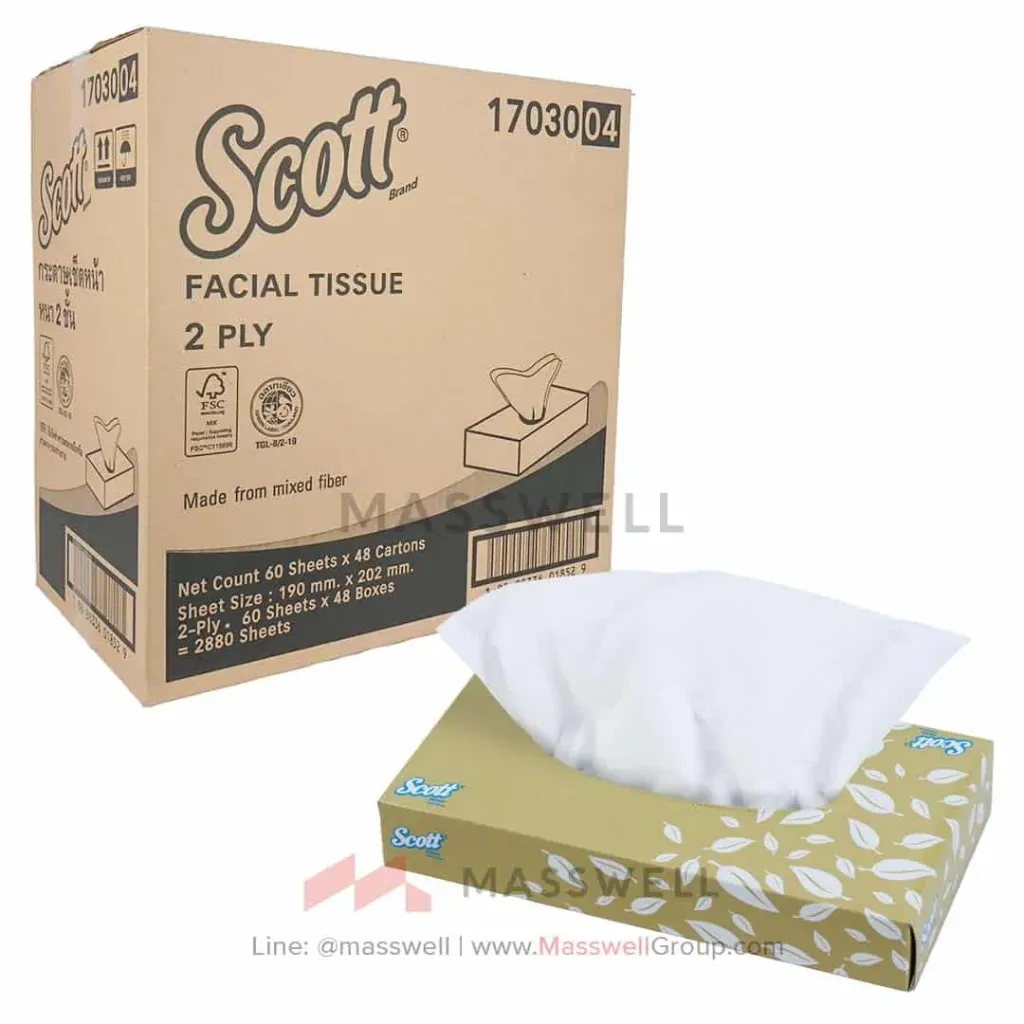 [KC-17030] Scott กระดาษเช็ดหน้า รุ่น Long 60แผ่น (48กล่อง)