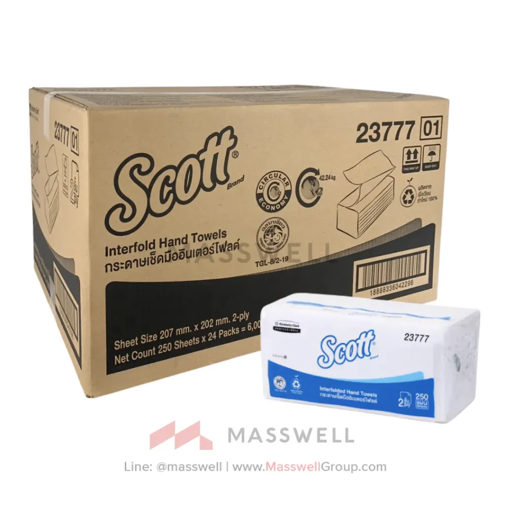 Scott กระดาษเช็ดมือ Interfold Essential 2 ชั้น (6,000 แผ่น) *20.2cm.