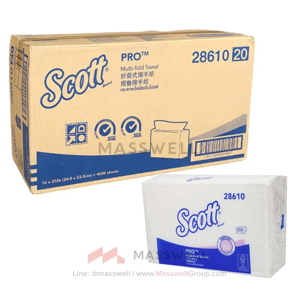 [KC-28610] Scott กระดาษเช็ดมือ M-Fold 1 ชั้น (4,000 แผ่น) *23cm.