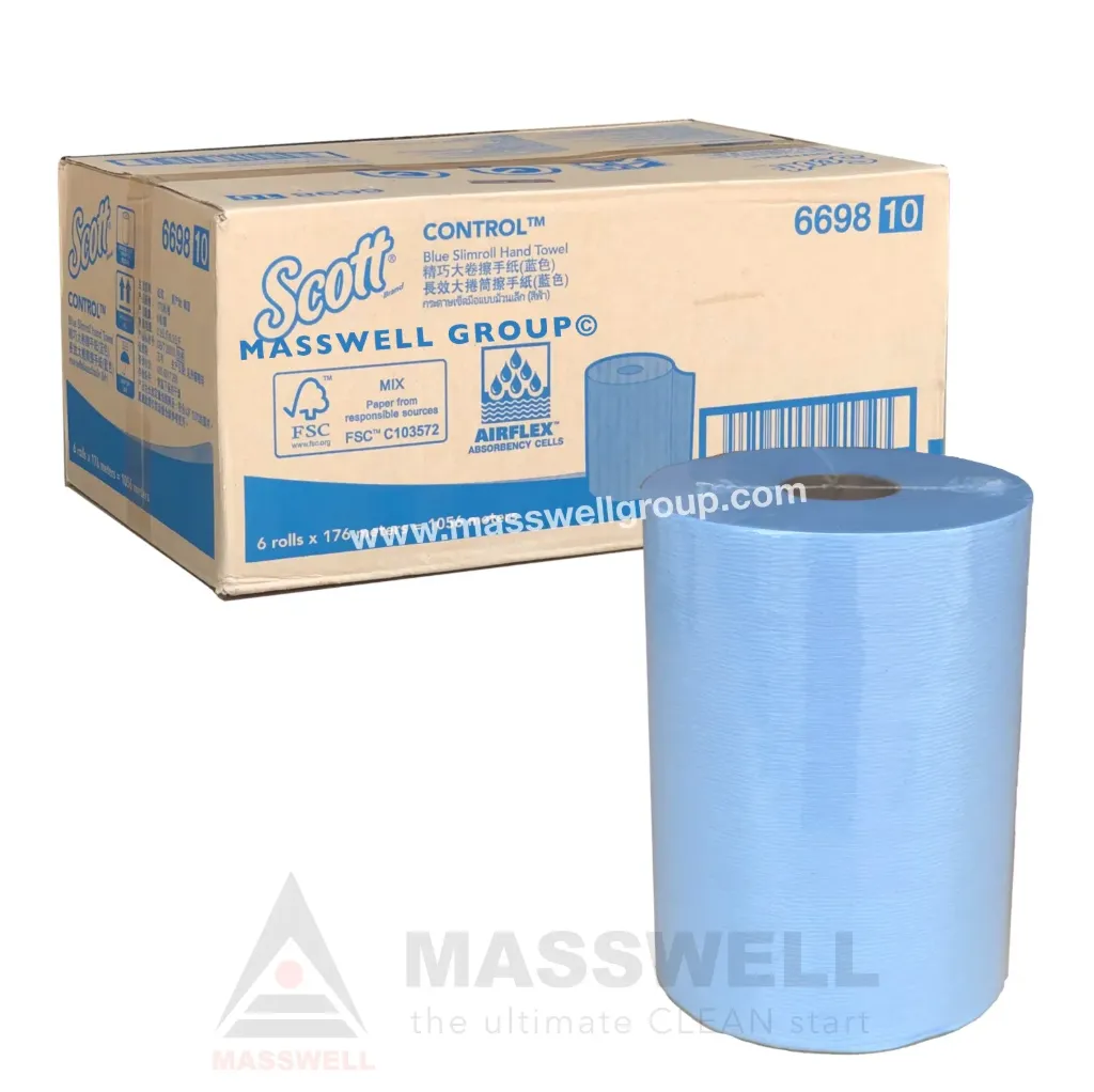 [KC-6698] Scott กระดาษเช็ดมือแบบม้วน Slimroll 176 เมตร -Blue (6ม้วน)