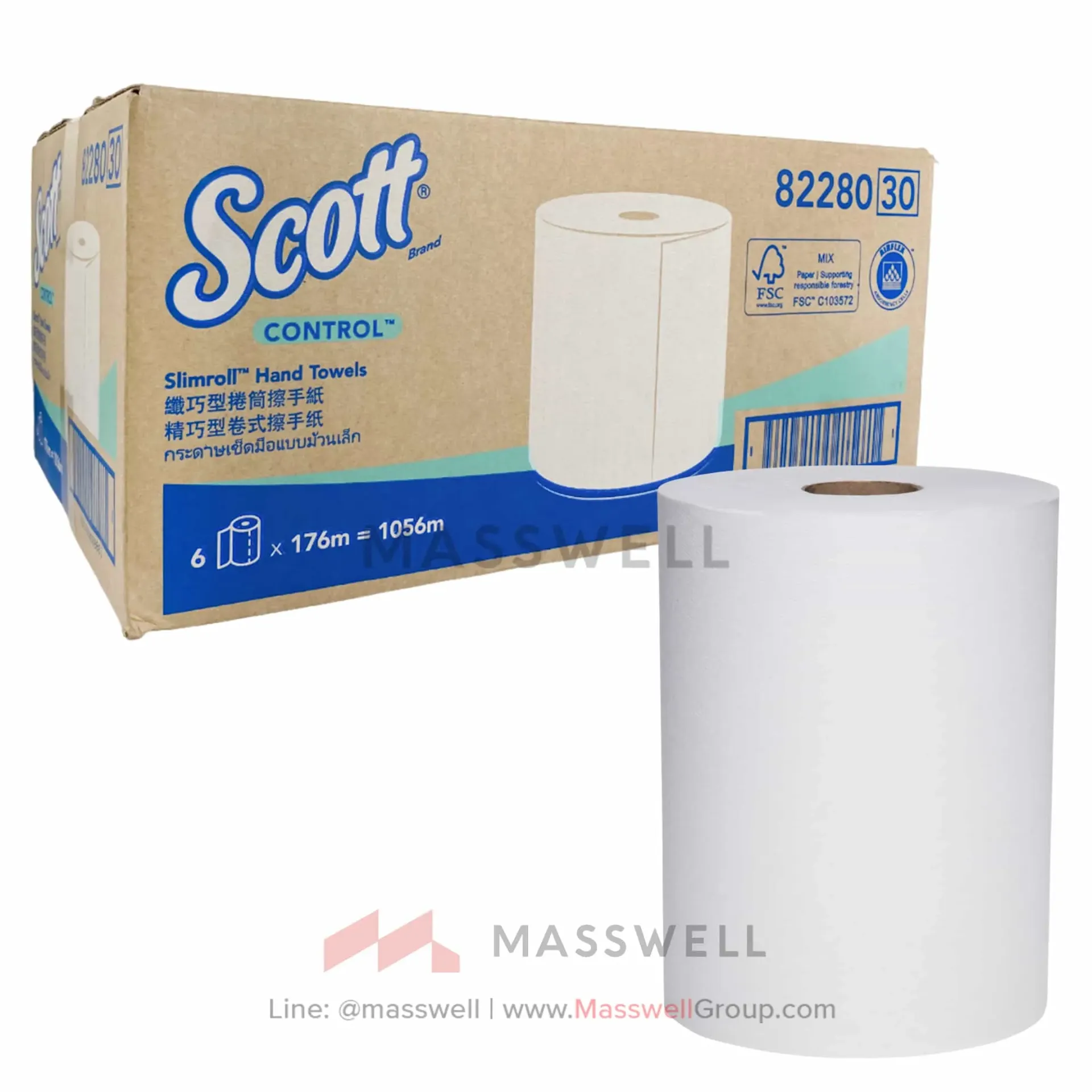 [KC-82280] Scott กระดาษเช็ดมือแบบม้วน Slimroll 176 เมตร (6ม้วน)