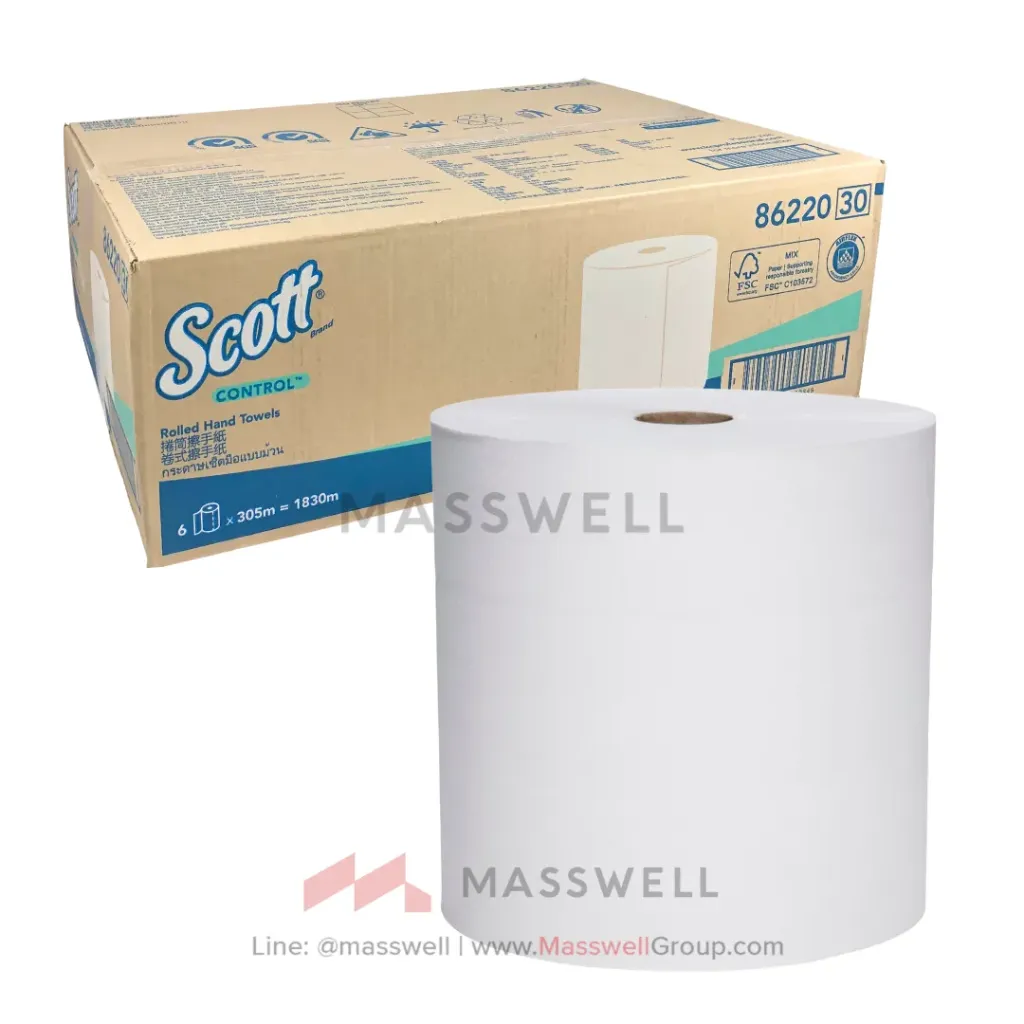 [KC-86220] Scott กระดาษเช็ดมือแบบม้วน HRT 305 เมตร (6ม้วน)