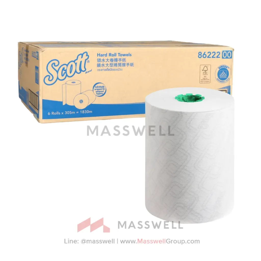 [KC-86222] Scott กระดาษเช็ดมือแบบม้วน HRT- Green Core Plug 305 เมตร (6ม้วน)