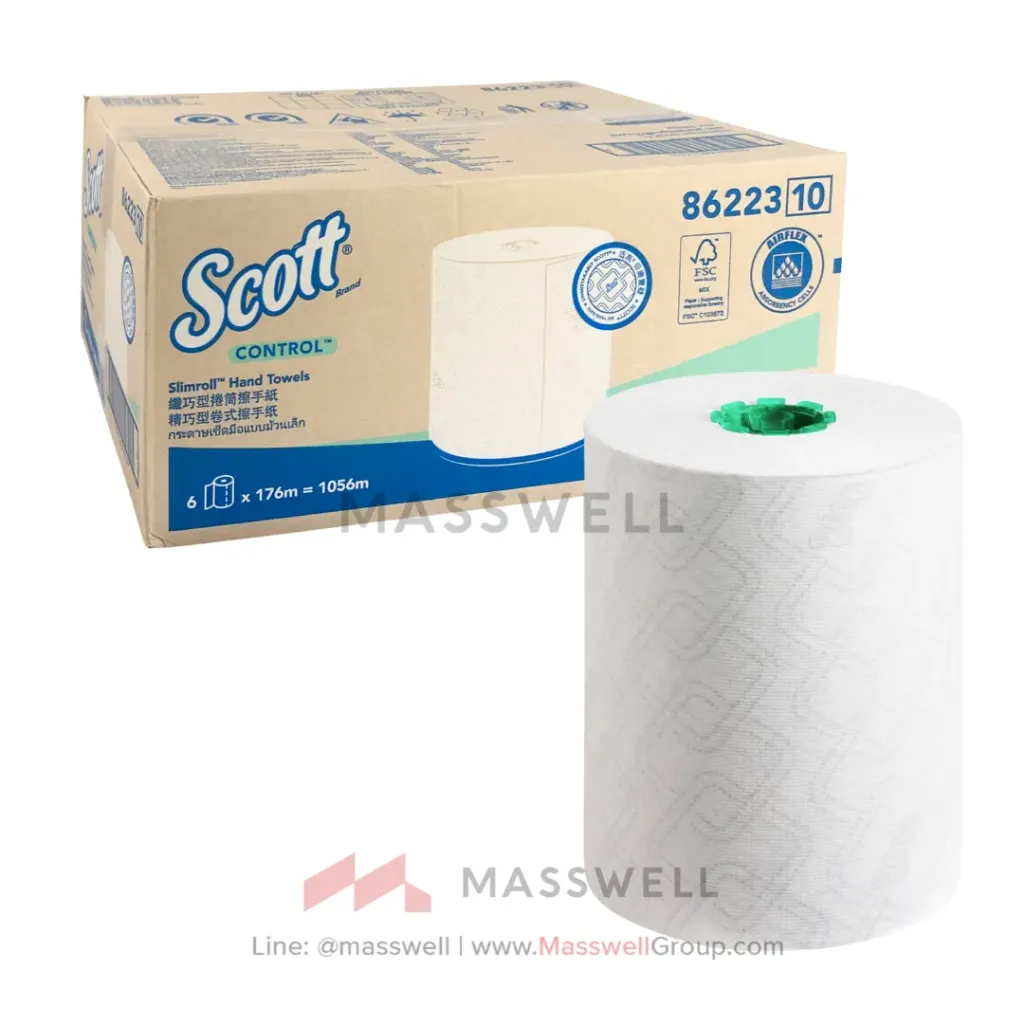 [KC-86223] Scott กระดาษเช็ดมือแบบม้วน Slimroll – Green Core 176 เมตร (6ม้วน)