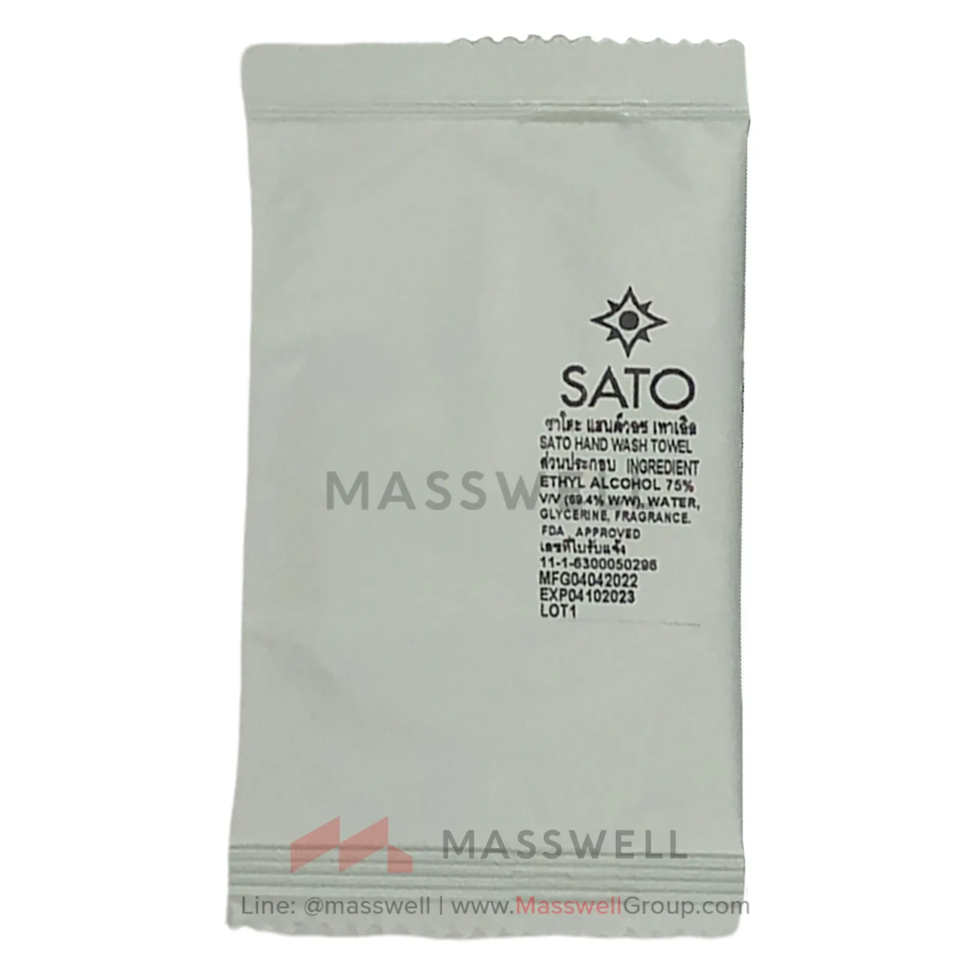 [KS-HWA] SATO ทิชชูเปียกแอลกอฮอล์ Handwash Towel Alcohol Wipe 75% (1,000 ชิ้น)