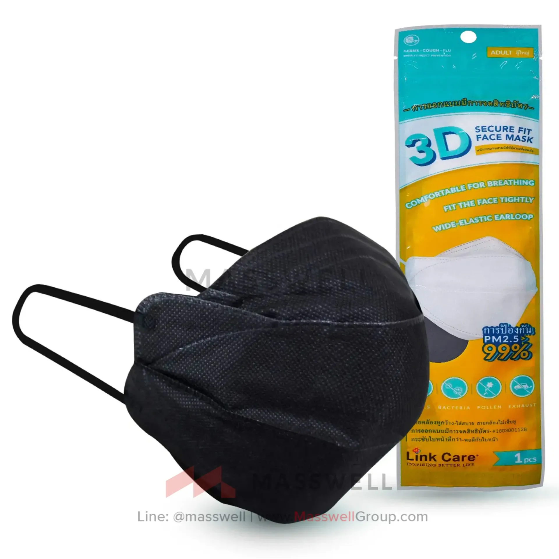 [LC-ABK] Link Care 3D หน้ากากอนามัย PM2.5 – สีดำ