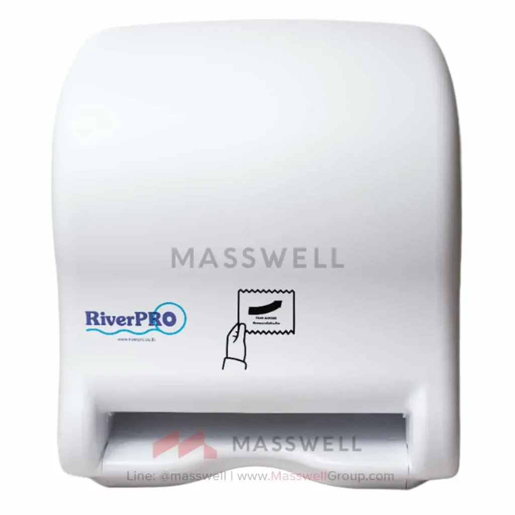 [RP-BHRT554711] RiverPro กล่องกระดาษเช็ดมือแบบม้วน Wave* AutoCut [ใส่ถ่าน] -White