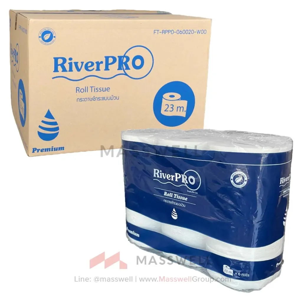 [RPB-P060020W1] RiverPro กระดาษชำระม้วนเล็ก BRT Premium 2ชั้น 23 เมตร 6'R [x20]