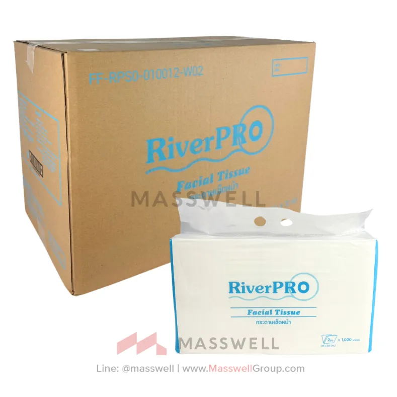 [RPF-S10012W2] RiverPro กระดาษเช็ดหน้า Refill Pack 1,000แผ่น (12แพ็ค)