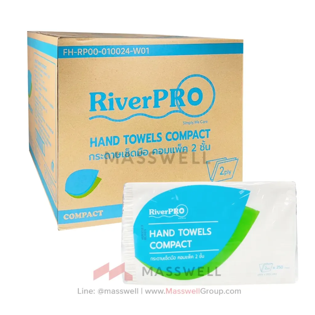 [RPH-C10024W2] RiverPro กระดาษเช็ดมือ V-Fold Compact 2 ชั้น 250 แผ่น [x24]