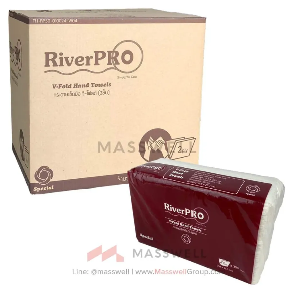 [RPH-S10024W5] RiverPro กระดาษเช็ดมือ V-Fold Special 2 ชั้น 300แผ่น [x24]