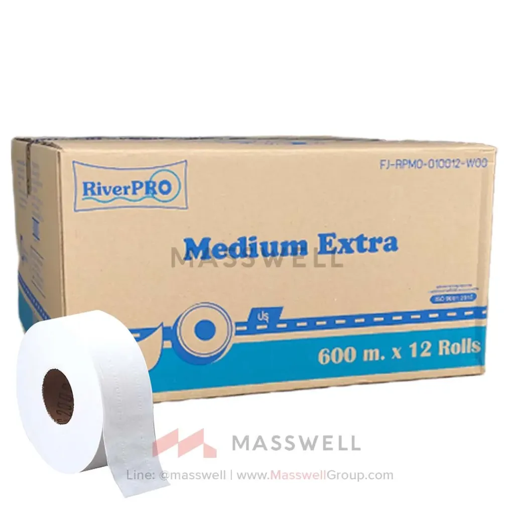 [RPJ-M010012] RiverPro กระดาษชำระม้วนใหญ่ JRT Medium 1 ชั้น 600 เมตร (12ม้วน)