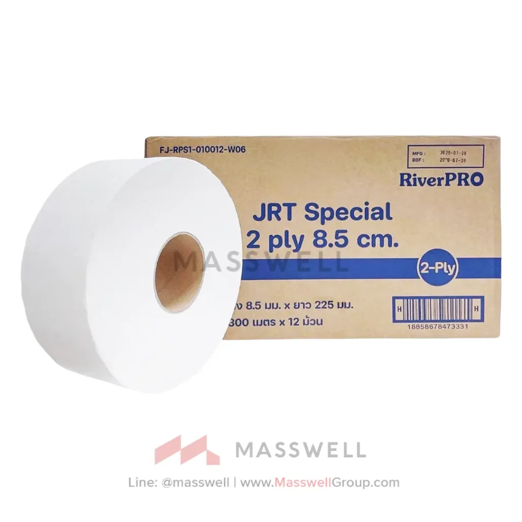 [RPJ-S10012W16] RiverPro กระดาษชำระม้วนใหญ่ JRT Special 2 ชั้น 8.5cm. 300 เมตร (12ม้วน)