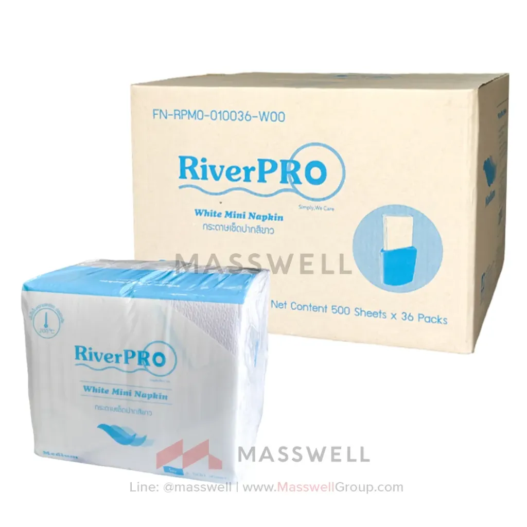 [RPN-M10036] RiverPro กระดาษเช็ดปากมินิ Mini Napkin สีขาว 500แผ่น [x36]