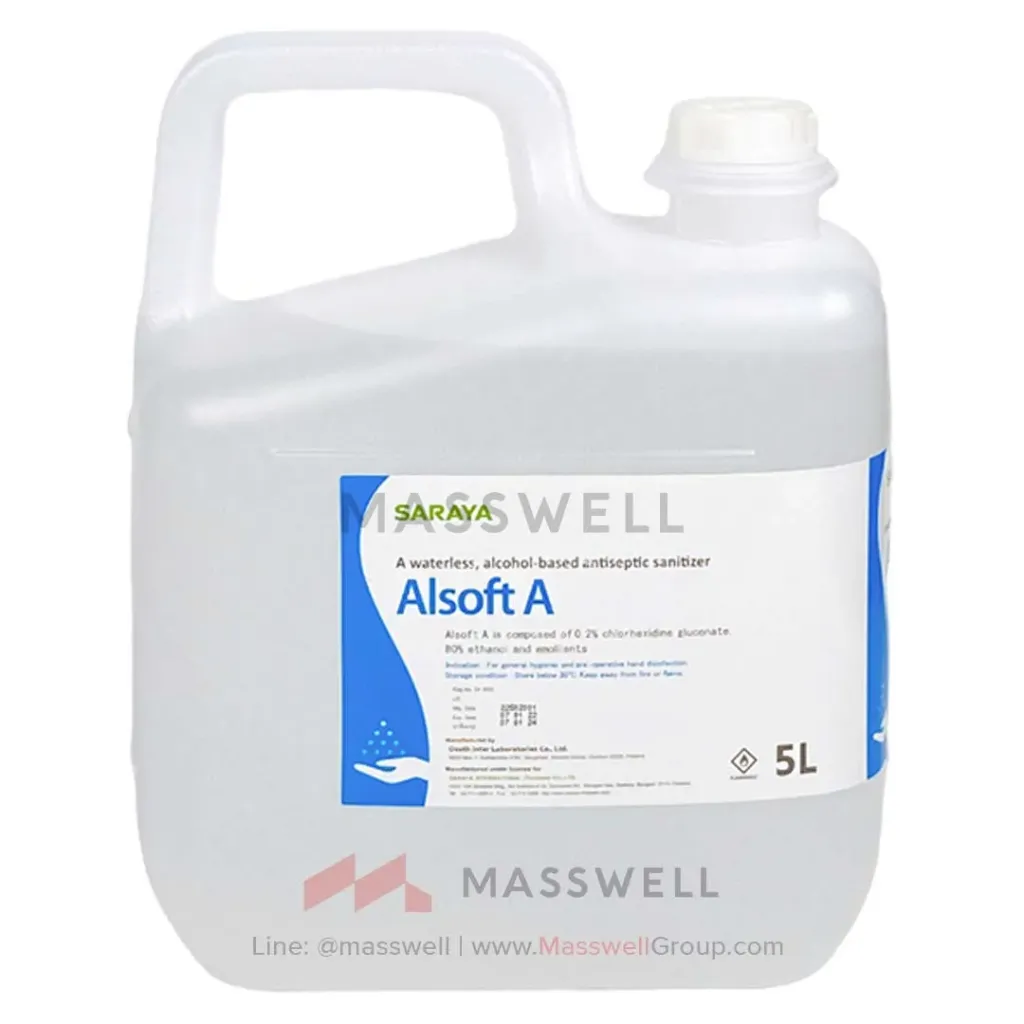 [SN-14202] SARAYA Alsoft A แอลกอฮอล์ฆ่าเชื้อ 80%v/v 5 L.
