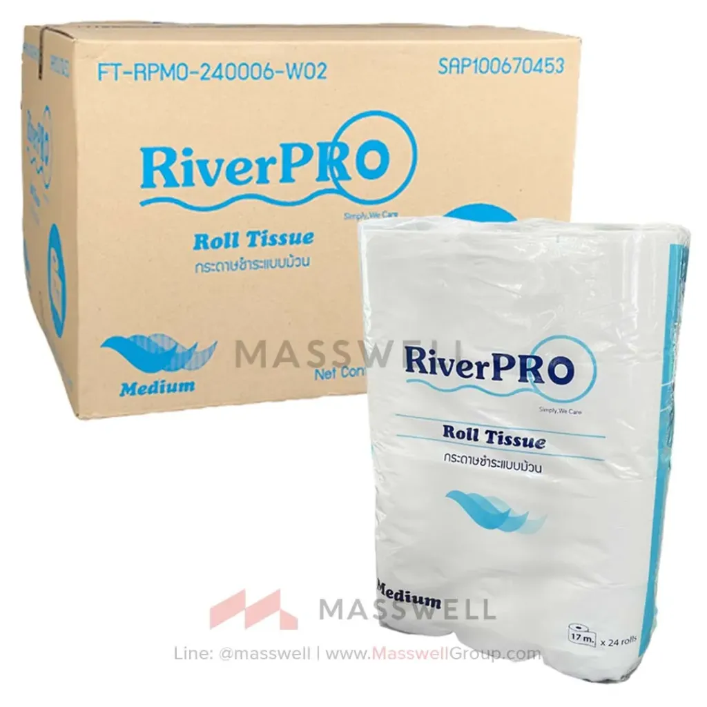[RPB-M24006W4] RiverPro กระดาษชำระม้วนเล็ก BRT Medium 2ชั้น 17 เมตร (144ม้วน)