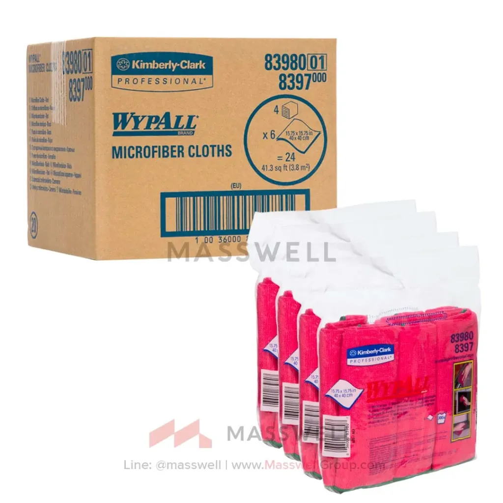 WYPALL ผ้าไมโครไฟเบอร์ Microfiber Cloths – สีแดง (6ผืน)