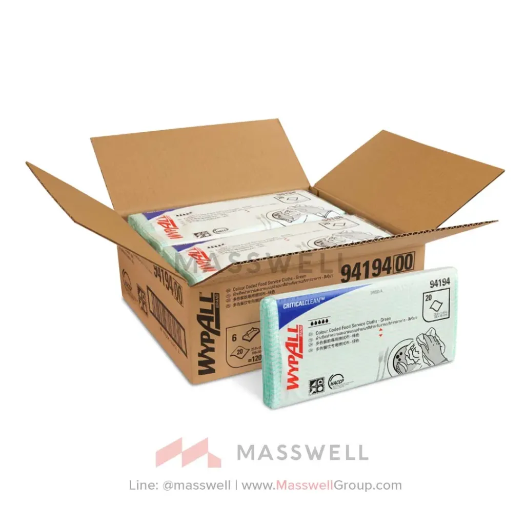 [KC-94194] WYPALL* ผ้าเช็ดอเนกประสงค์ Colour Coded Wiper Heavy Duty – สีเขียว 20’s