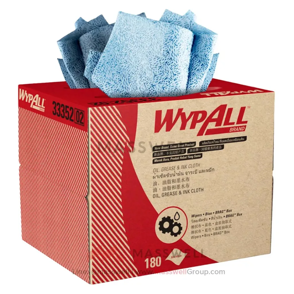 WYPALL* แผ่นเช็ดน้ำมัน-จารบี OIL/GREASE Wipers BRAG* Box (180แผ่น)