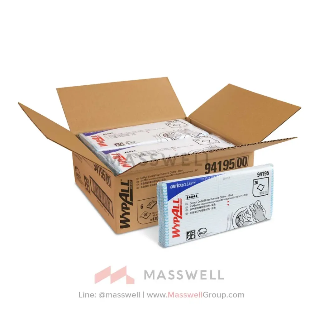 [KC-94195] WYPALL* ผ้าเช็ดอเนกประสงค์ Colour Coded Food Service Cloths – Blue 20’s