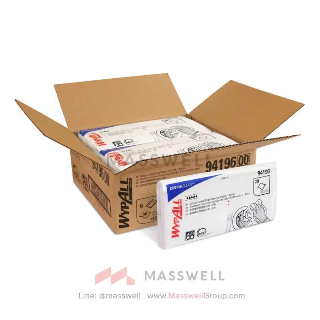 [KC-94196] WYPALL* ผ้าเช็ดอเนกประสงค์ Colour Coded Food Service Cloths – White 20’s