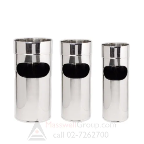 ถังขยะสแตนเลสทรงกลมพร้อมที่เขี่ยบุหรี่