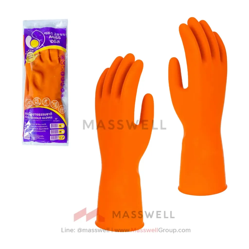 [KG-AG3S] ARISS ถุงมือยาง AG3 Professional Industrial Gloves – สีส้ม (S)