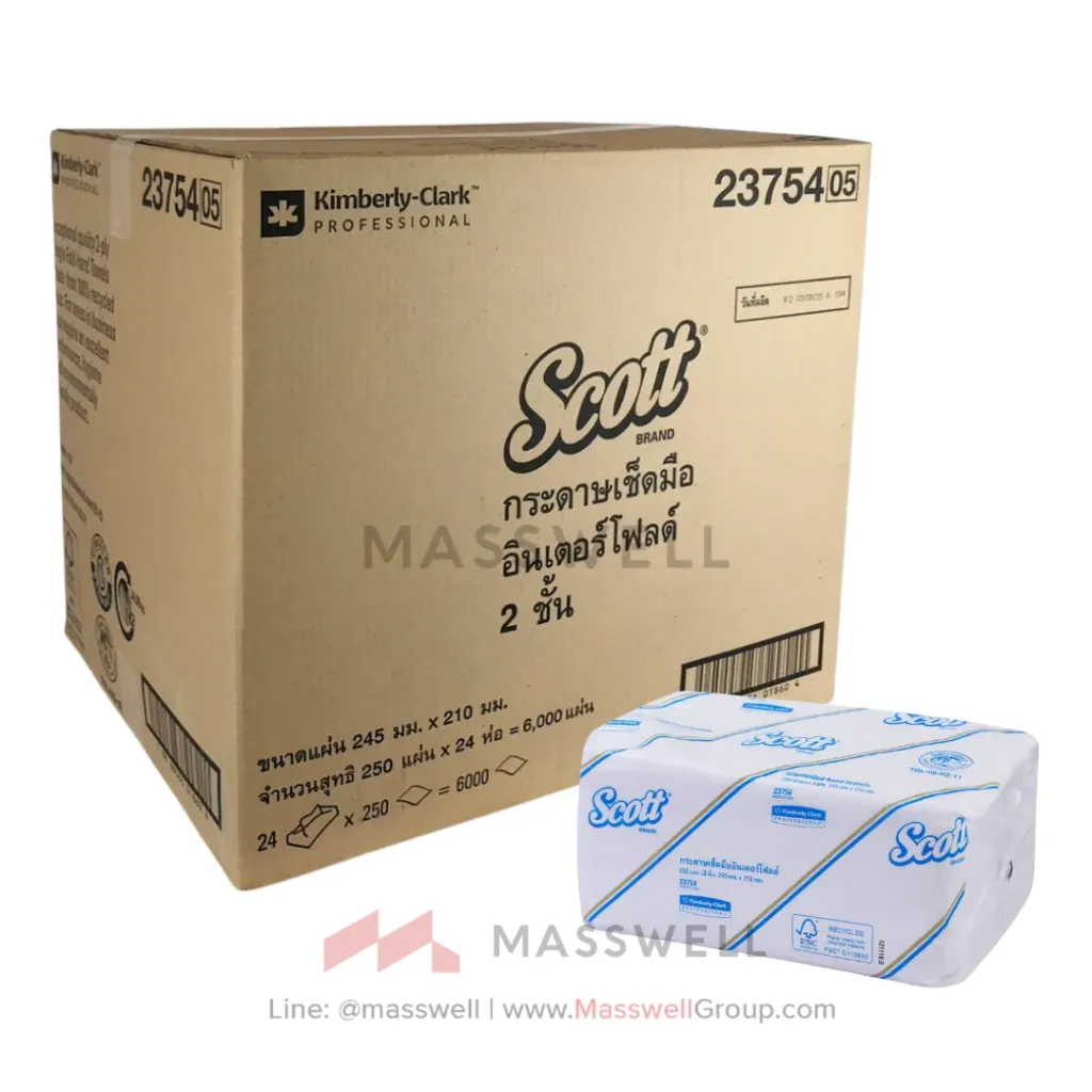 [KC-23754] Scott กระดาษเช็ดมือ Interfold 2 ชั้น (6,000 แผ่น) *24.5cm