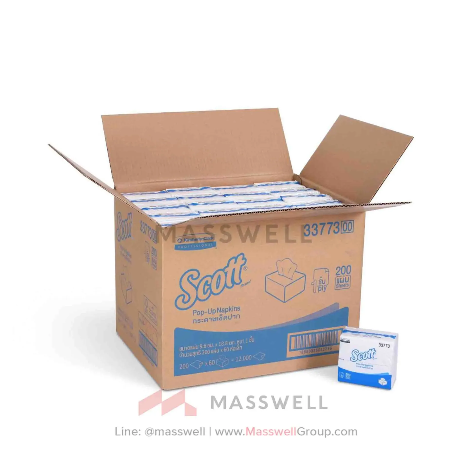 Scott กระดาษเช็ดปากป๊อป-อัพ Pop-Up 200แผ่น (60ห่อ)