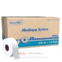 RiverPro กระดาษชำระม้วนใหญ่ JRT Medium 1 ชั้น 600 เมตร (12ม้วน)